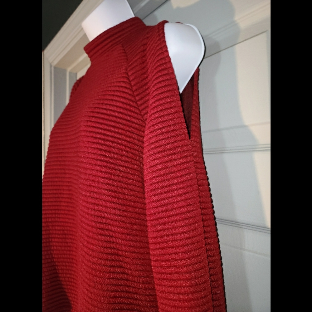 Crew Neck Solid Cold Shoulder Blouse - image 3